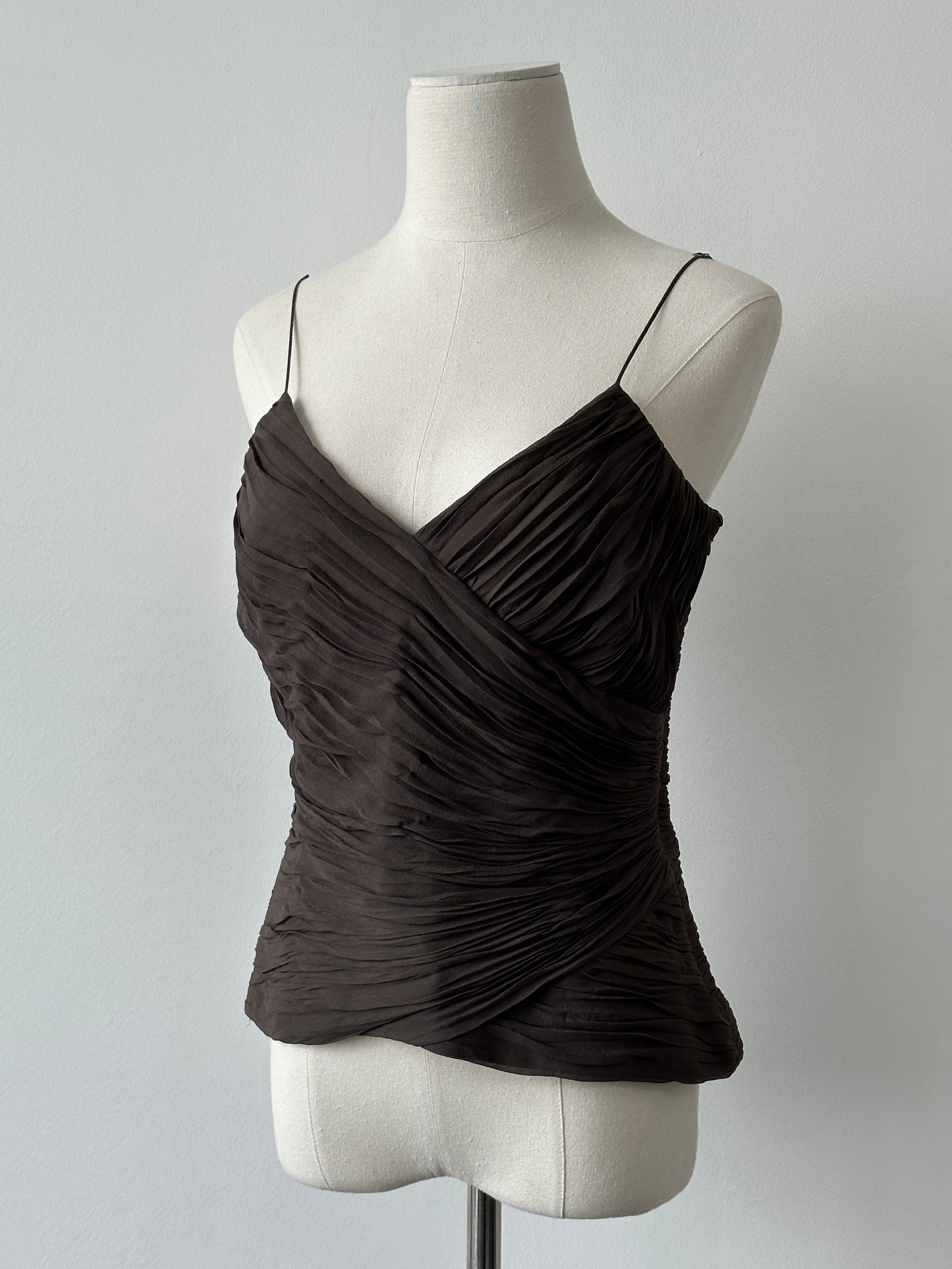 Vintage 2000s Pure Silk Ruched Top - M