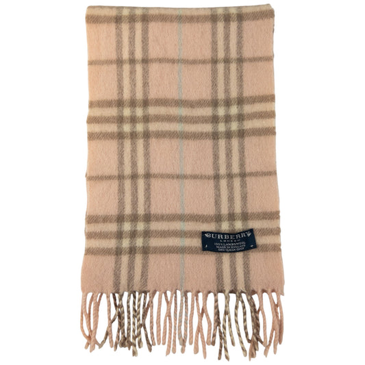 Vintage Burberry Nova Check Lambswool Tassel Scarf