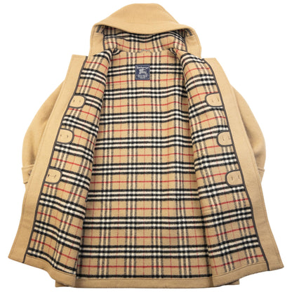 Vintage 90s Burberry Nova Check Lined Wool Duffle Jacket Size XL | O/S, Beige