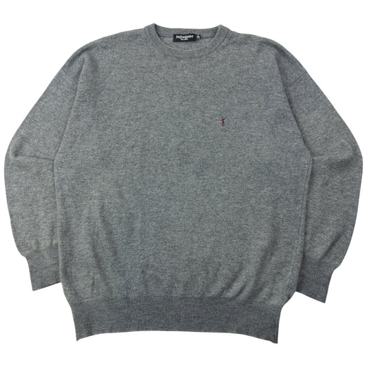Vintage 90s YSL Yves Saint Laurent Wool Jumper Size L | Large, Grey