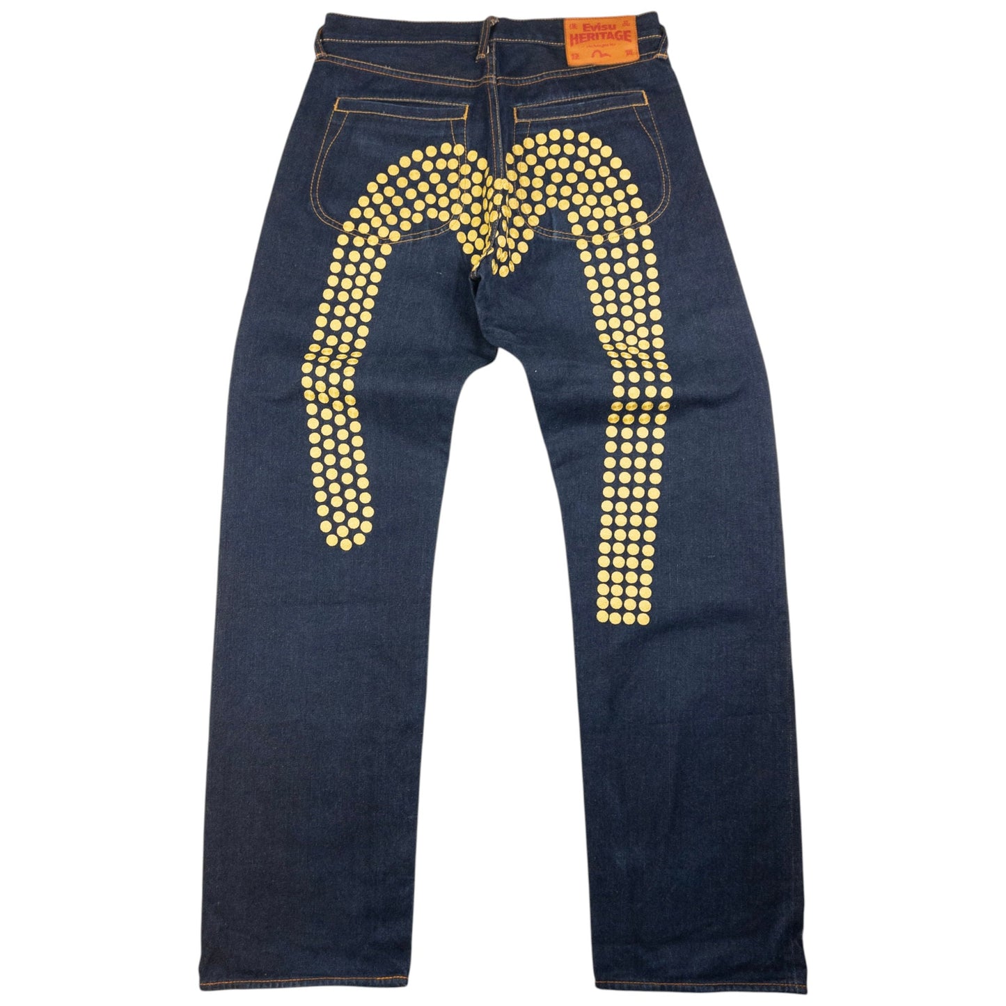 Vintage Evisu Embroidered Polka Dot Daicock Japanese Denim Jeans Size W33