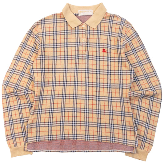 Vintage 90s Burberry Nova Check Polo Jumper Womens Size M | Medium, Beige