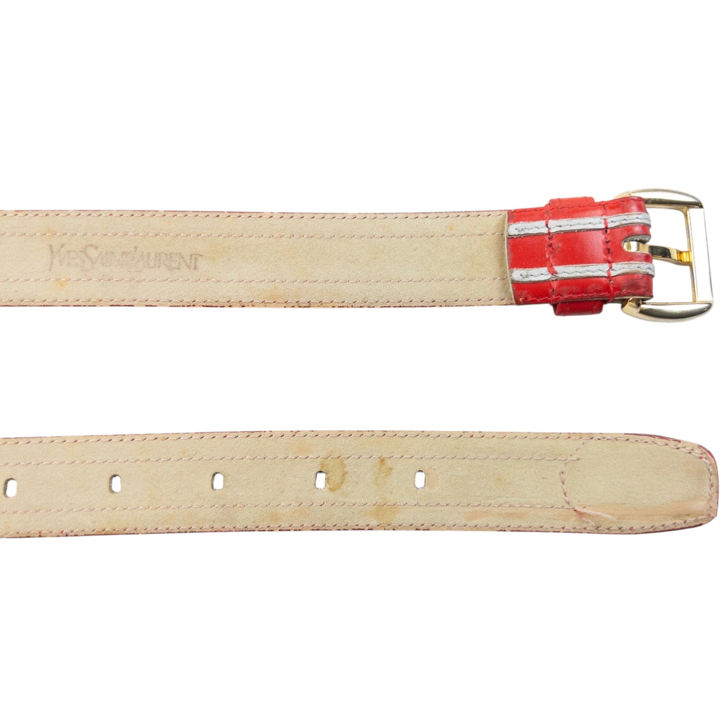 Vintage 80s YSL Yves Saint Laurent Leather Belt Size L | O/S, Red