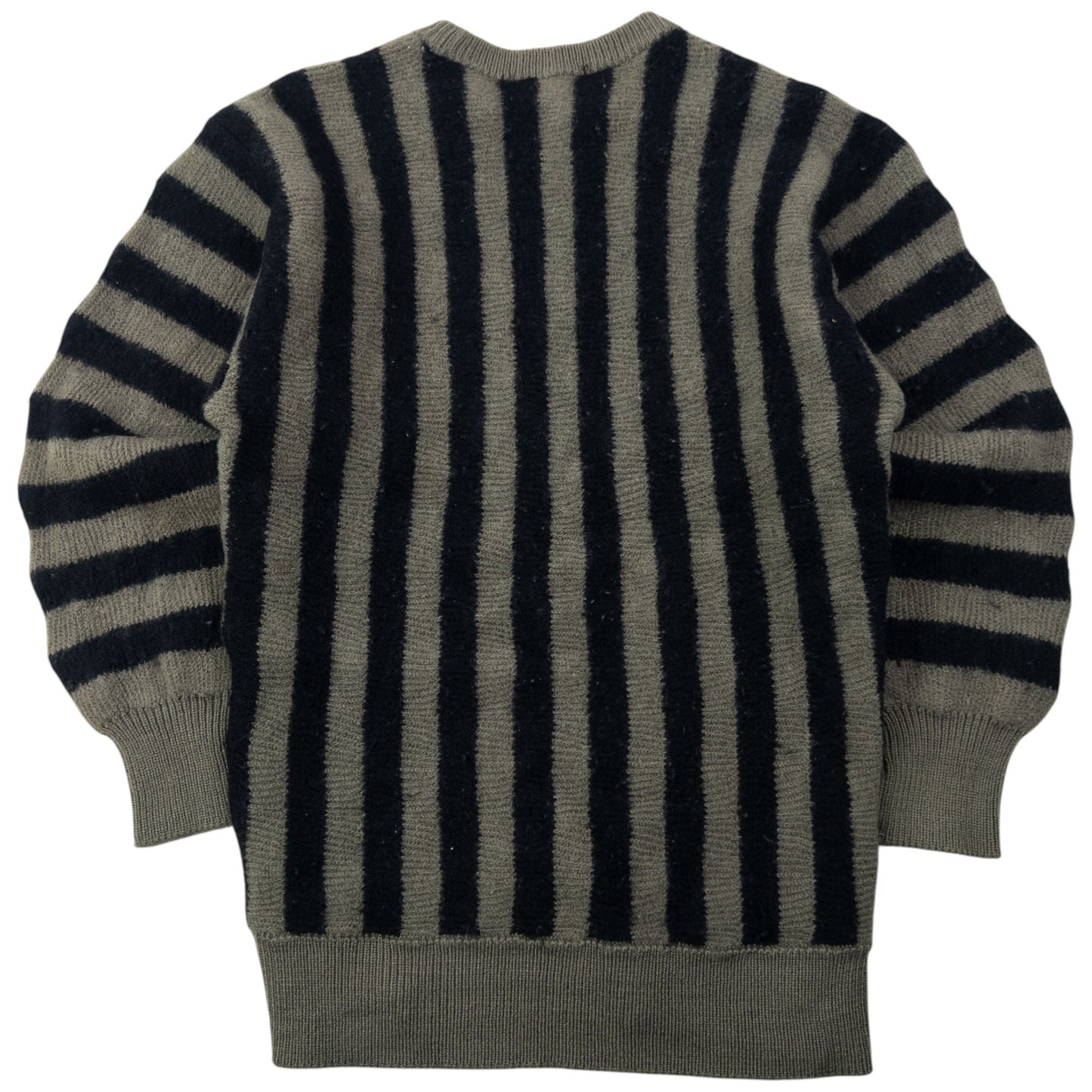 Vintage 80s Issey Miyake Striped Wool Jumper Womens Size S | Small, Black