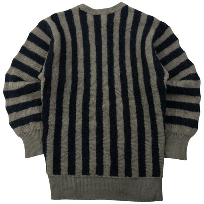 Vintage 80s Issey Miyake Striped Wool Jumper Womens Size S | Small, Black