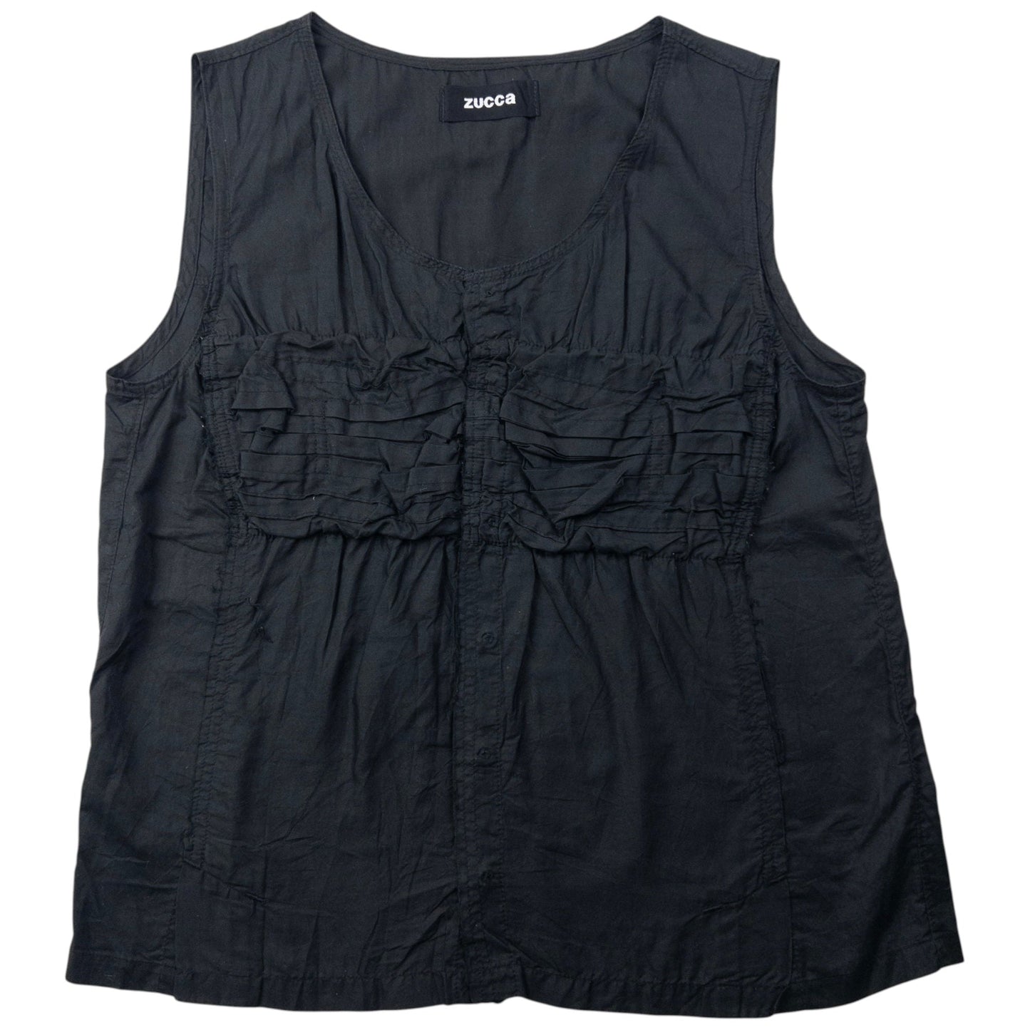 Vintage 2000s Cabane De Zucca By Issey Miyake Ruffle Top Womens Size M | Medium, Black