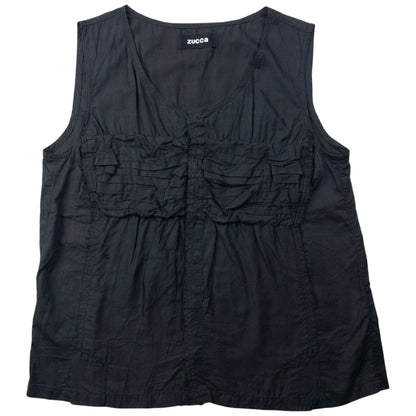 Vintage 2000s Cabane De Zucca By Issey Miyake Ruffle Top Womens Size M | Medium, Black