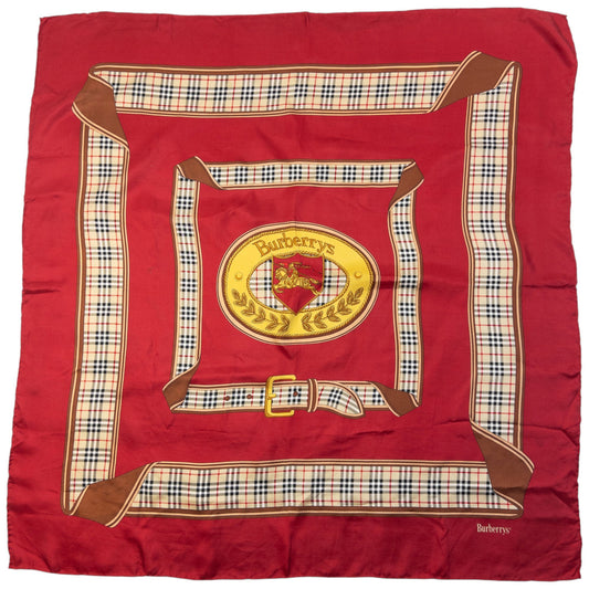 Vintage 90s Burberry Nova Check Silk Scarf | O/S, Red