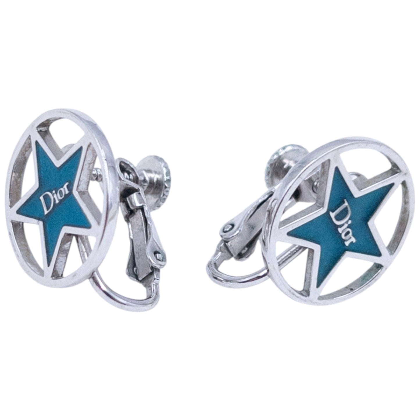Vintage 2000s Dior By John Galliano Star Cut-Out Clip-On Earrings | O/S, Blue