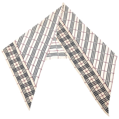 Vintage 2000s Burberry Nova Check Silk Scarf | O/S, Cream
