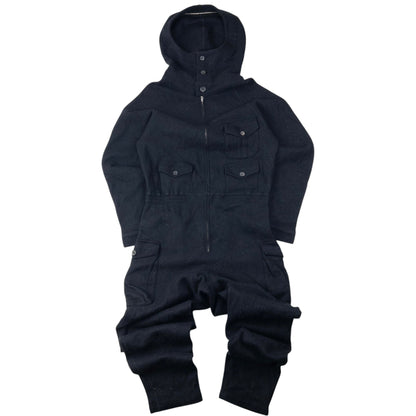 Vintage 90s Yohji Yamamoto Fleece Hooded Jumpsuit Size S | Small, Black