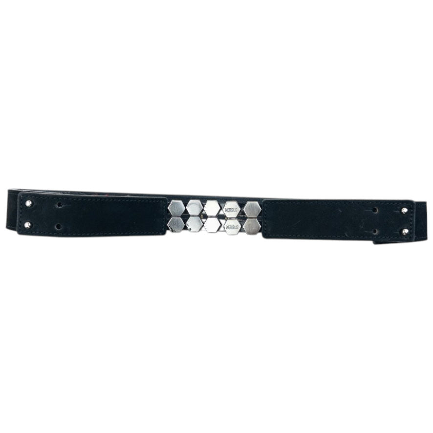 Vintage 90s Versace Versus Leather Belt Size W25 | O/S, Black