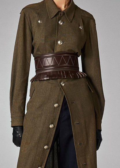 Alaia Leather Corset Belt Brown