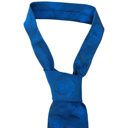 Vintage 90s Gianni Versace Medusa Monogram Silk Tie | O/S, Blue