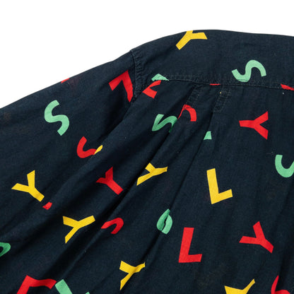 Vintage 80s YSL Yves Saint Laurent Monogram Shirt Dress Womens Size XL | XL, Black