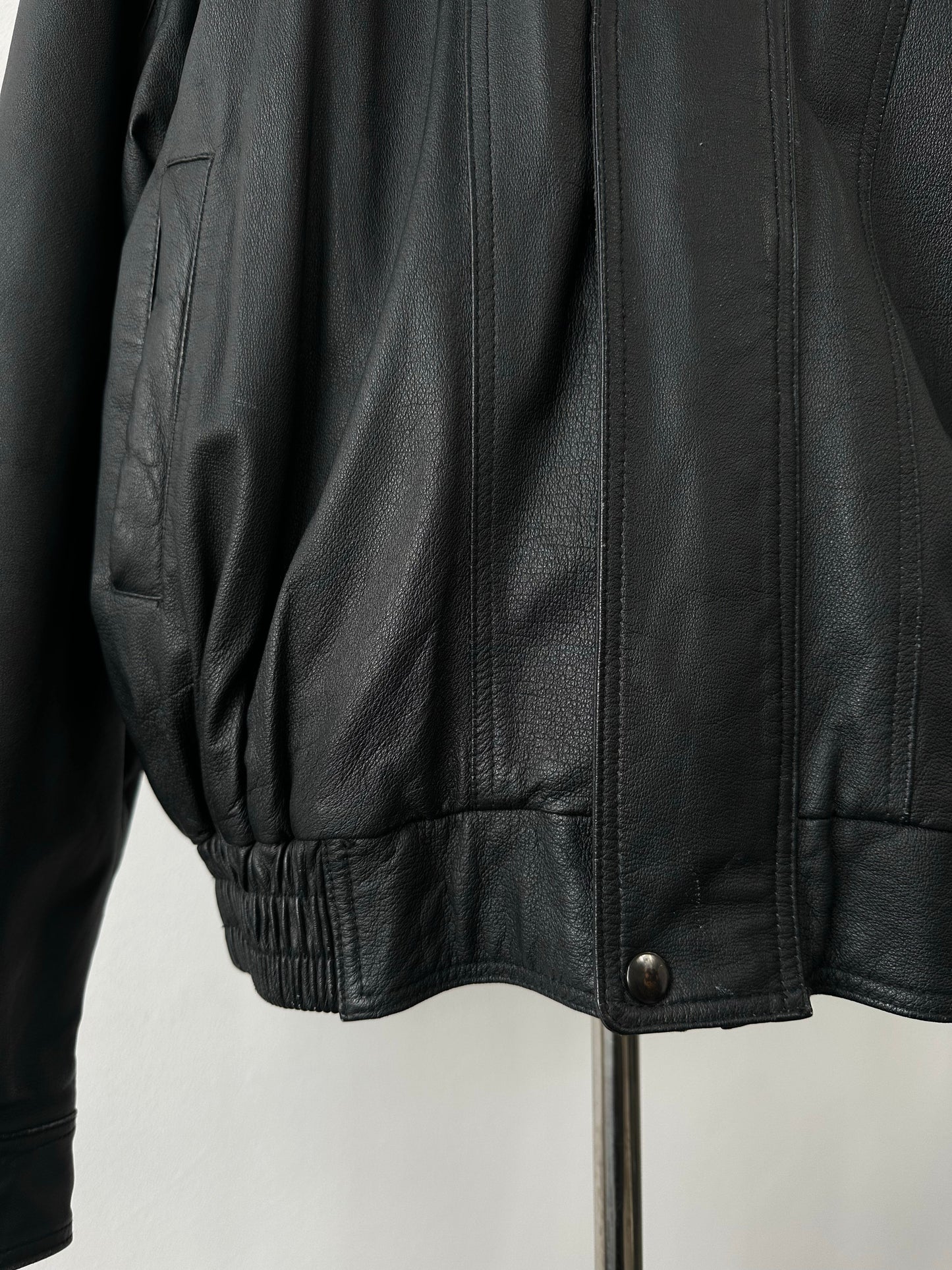Vintage 1990s Boxy Leather Bomber Jacket - XL/XXL