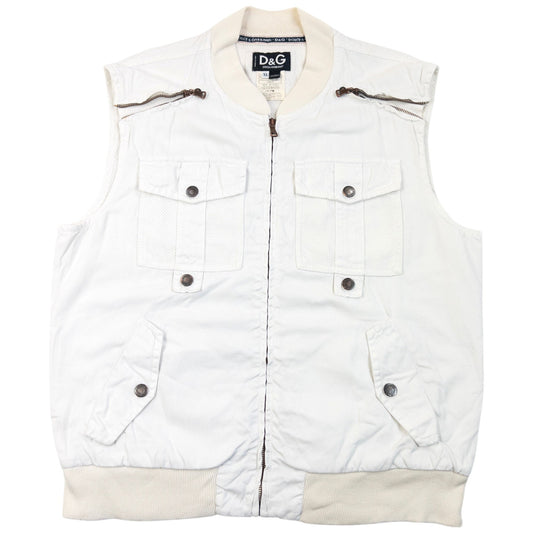Vintage 2003 Dolce & Gabbana Rebel Label Zip Up Gilet Size M | Medium, White