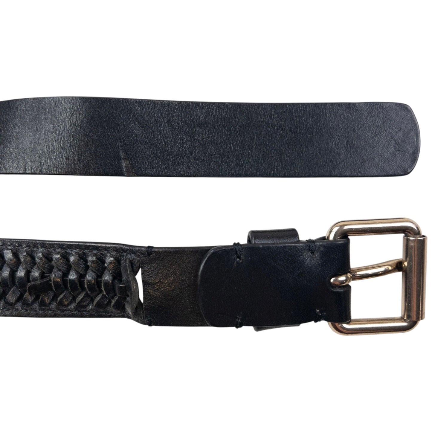 Vintage 2000s Burberry Braided Leather Belt Size W26 | O/S, Black