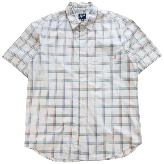 Vintage Stussy Button Up Check Short Sleeve Shirt Size XL