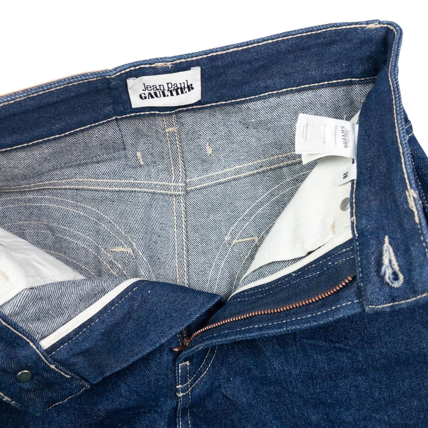 Vintage Jean Paul Gaultier Haute Jeanerie Embroidered Denim Jeans Size W25