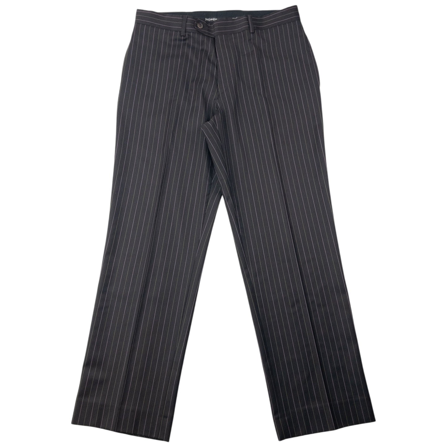 Vintage 90s YSL Yves Saint Laurent Pinstripe Jacket & Trousers Suit Set Size L | Large, Brown