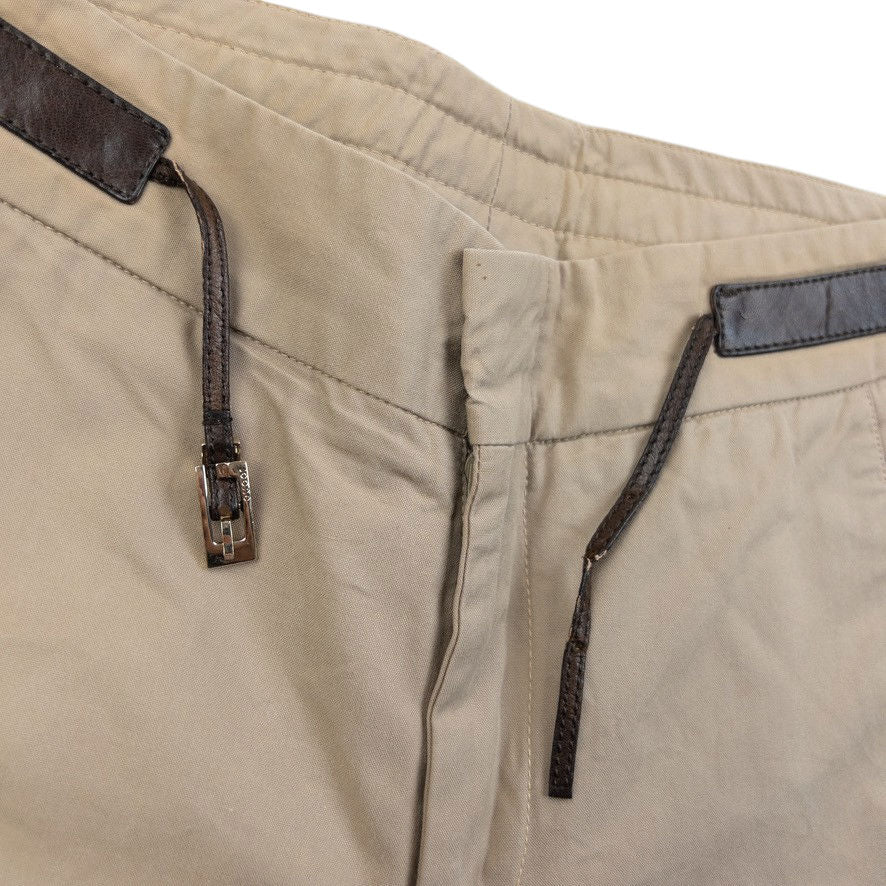Vintage 2000s Gucci Buckle Waist Trousers Size W26 | W26, Beige