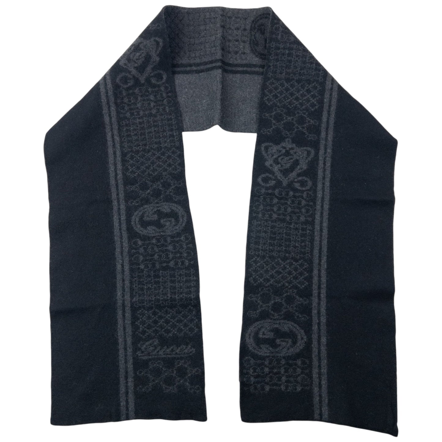 Vintage 2000s Gucci Wool Scarf | O/S, Black
