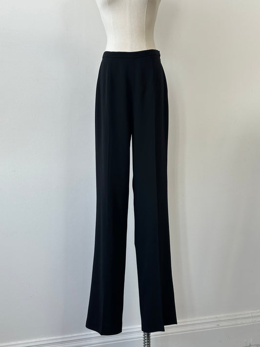 Max Mara 1990s pure wool straight-leg trousers in beige, tailored with a high waist and classic fit, W28 size.