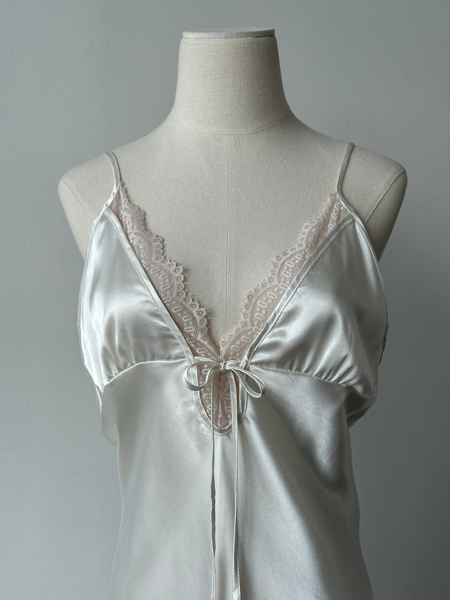 Vintage 2000s Satin Lace Midi Slip Dress - L