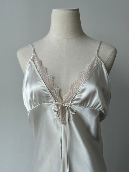 Vintage 2000s Satin Lace Midi Slip Dress - L
