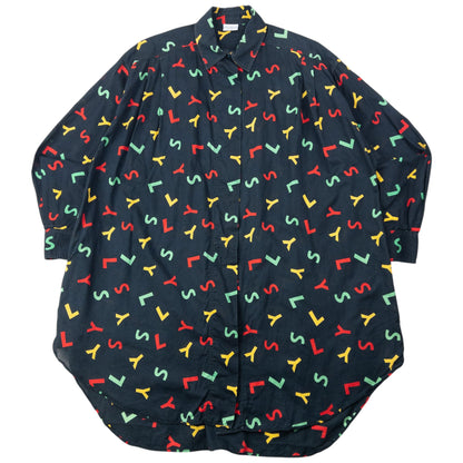 Vintage 80s YSL Yves Saint Laurent Monogram Shirt Dress Womens Size XL | XL, Black