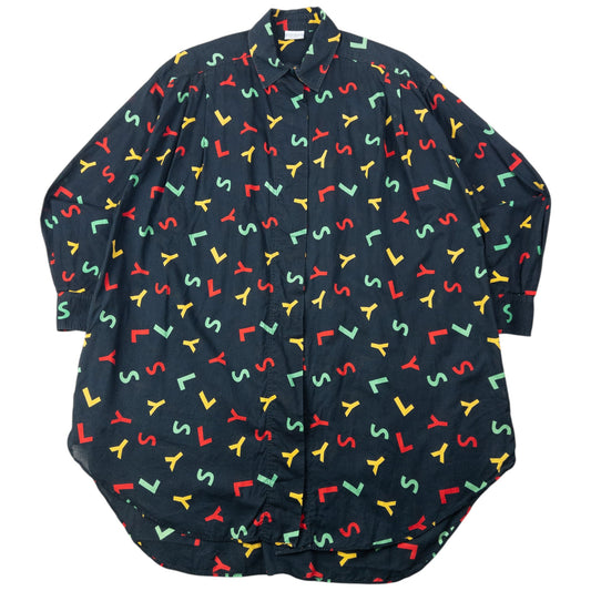 Vintage 80s YSL Yves Saint Laurent Monogram Shirt Dress Womens Size XL | XL, Black