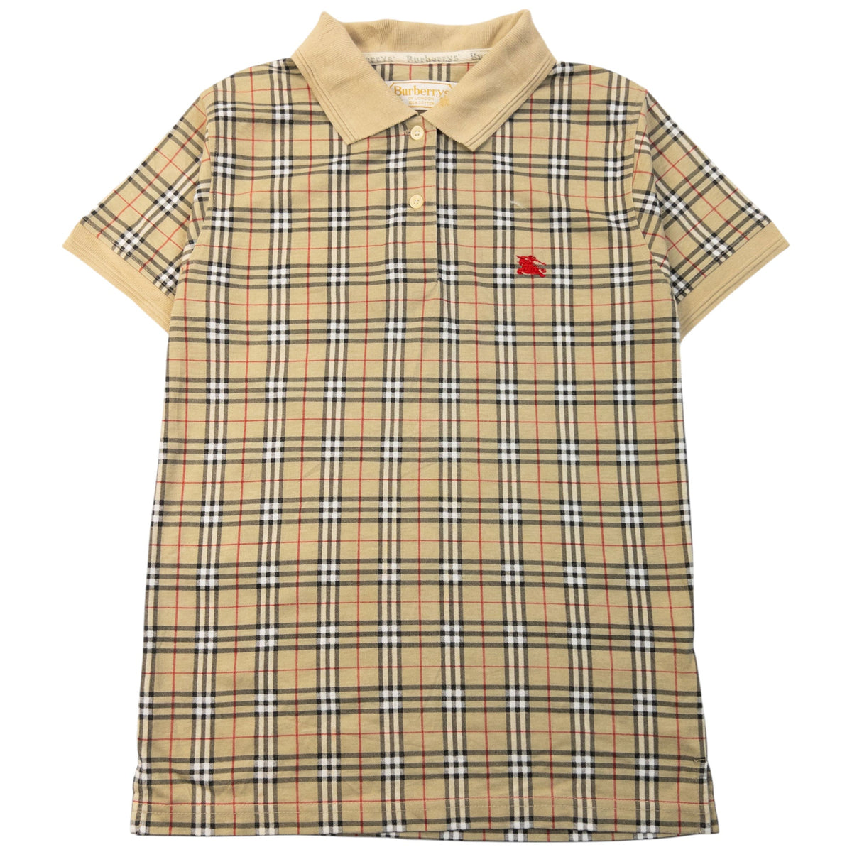 Vintage 90s Burberry Nova Check Polo Shirt Womens Size L | Large, Beige