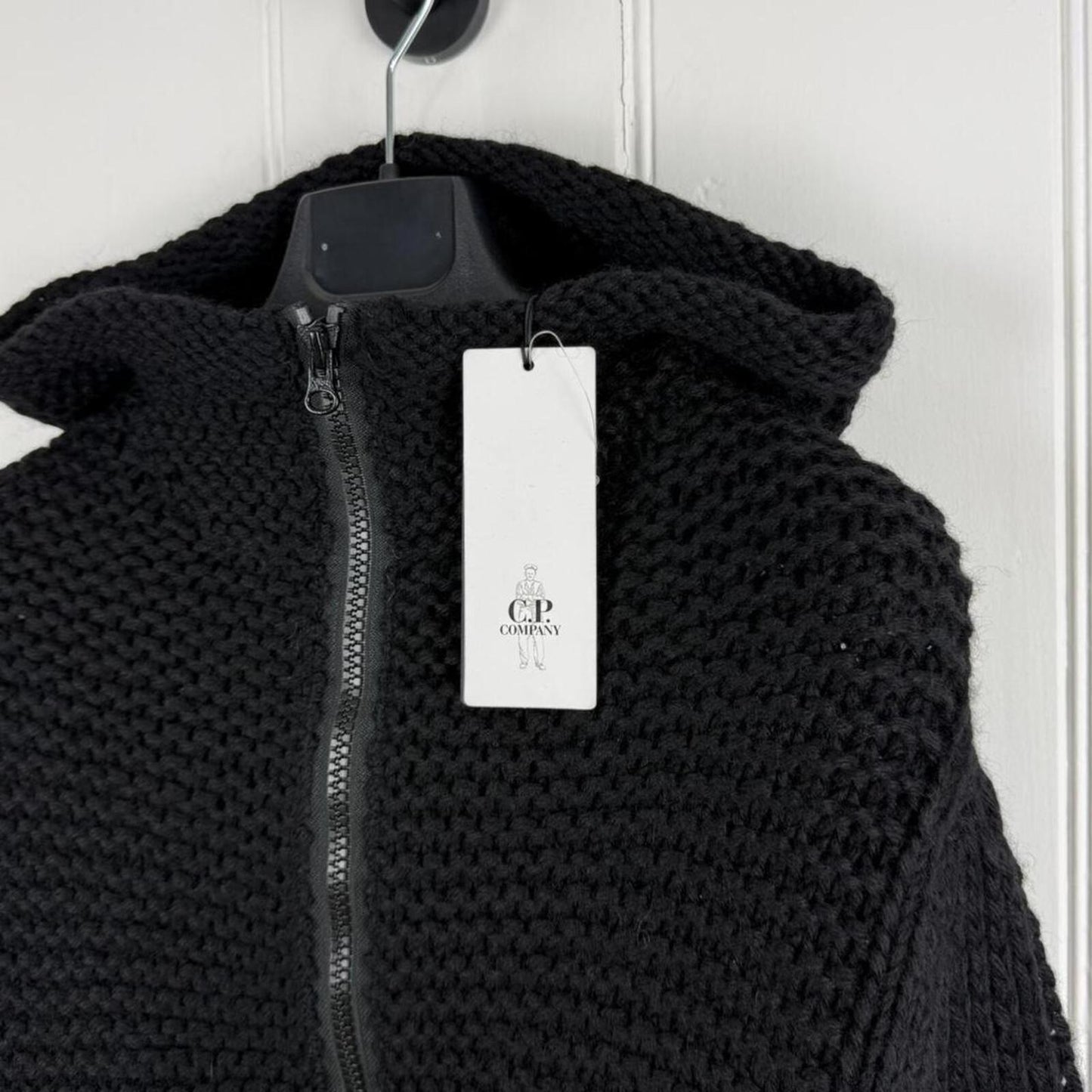 C.P. Company Cable Knit Hoodie Black (M) | Medium, Multicoloured