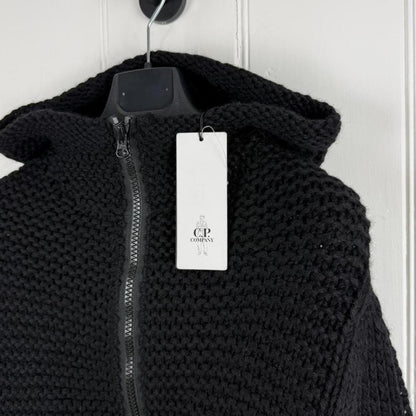 C.P. Company Cable Knit Hoodie Black (M) | Medium, Multicoloured