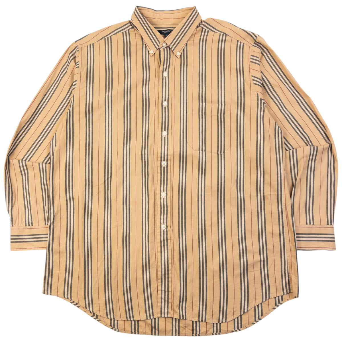 Vintage 2000s Burberry Nova Stripe Long Sleeve Button Up Shirt Size XL | XL, Beige