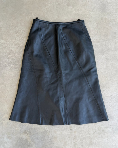 Armani Collezioni Leather Midi Skirt – XS-on a concrete background