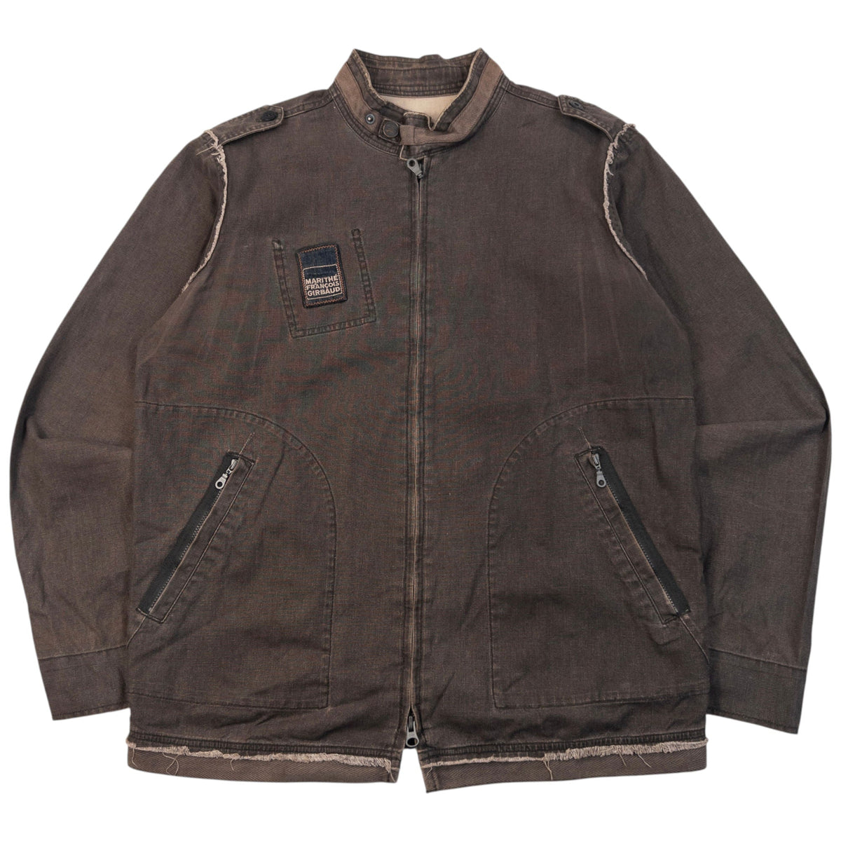 Vintage 2000s Marithe + Francois Girbaud Zip Up Denim Jacket Size M | Medium, Brown