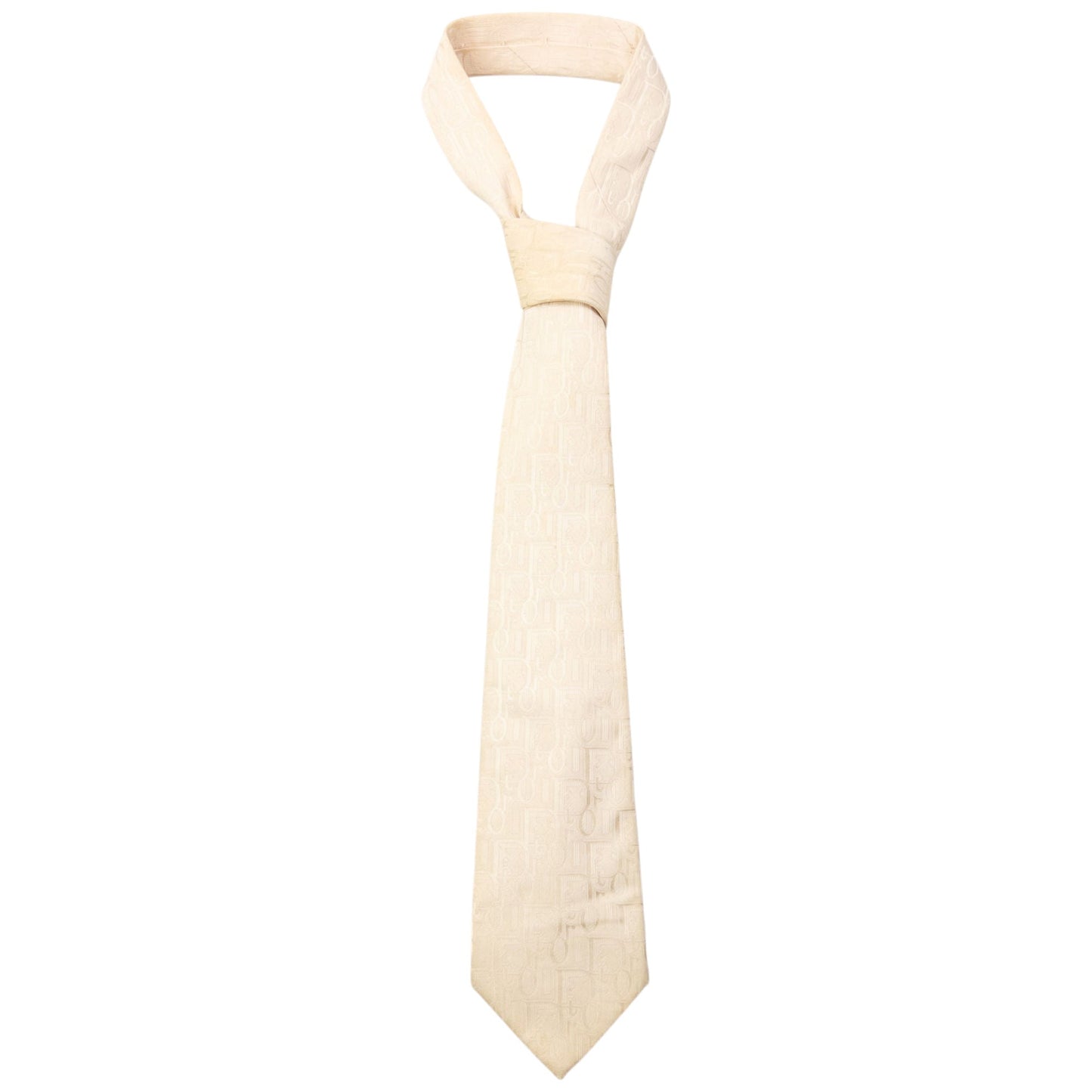 Vintage 2000s Dior Monogram Silk Tie | O/S, Cream