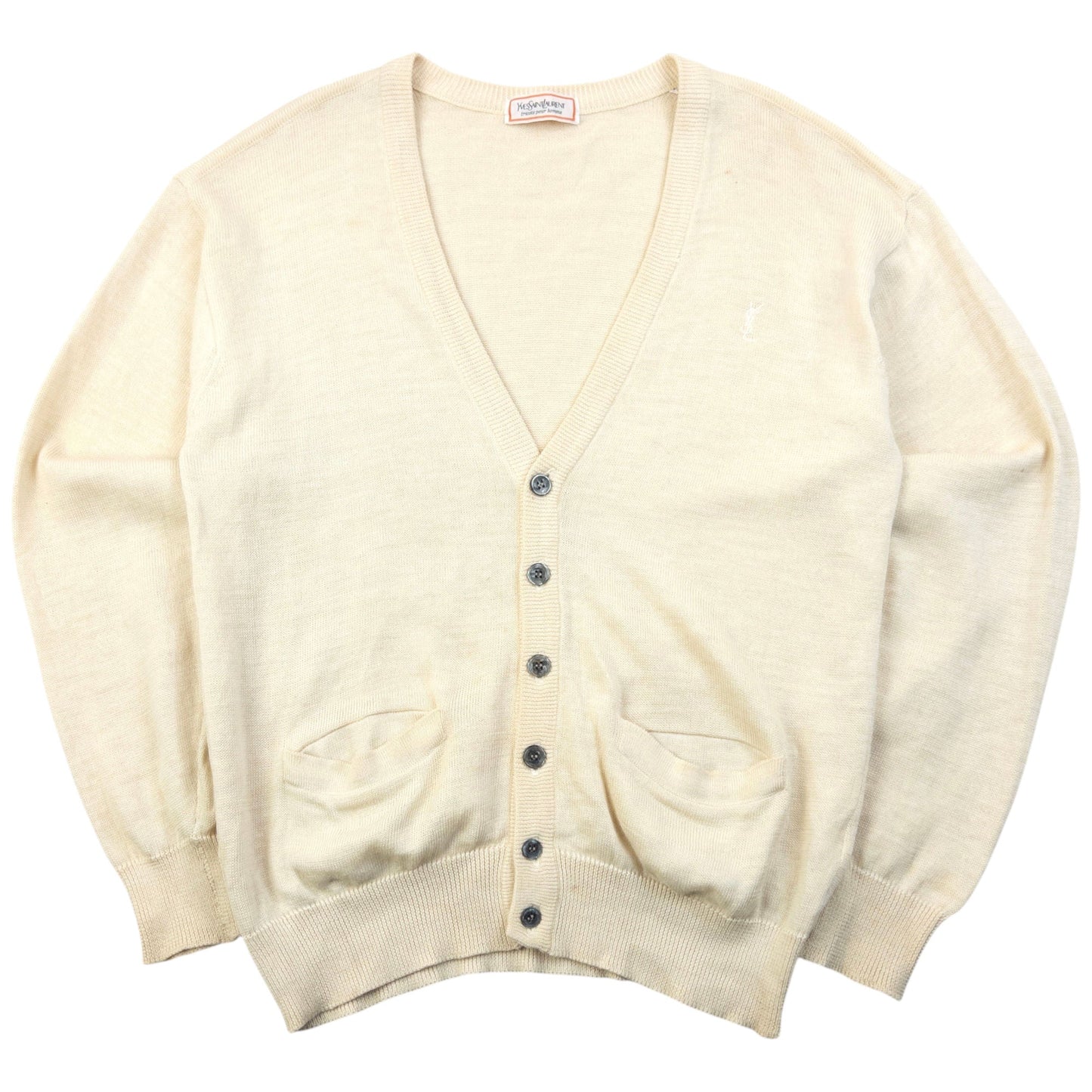 Vintage 80s YSL Yves Saint Laurent Cardigan Size S | Small, Cream