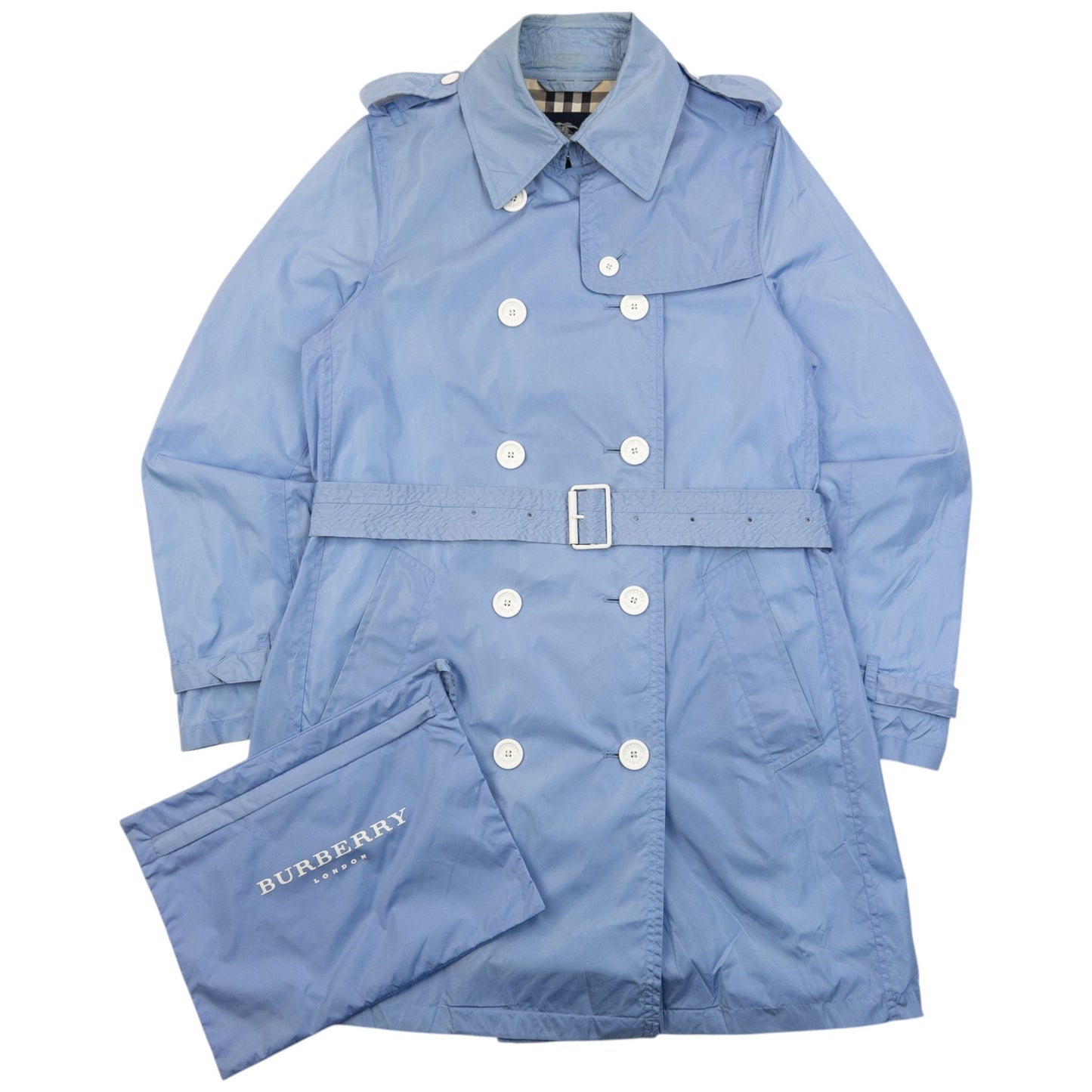 Vintage 2000s Burberry Belt Waist Packable Jacket Womens Size M | Medium, Blue