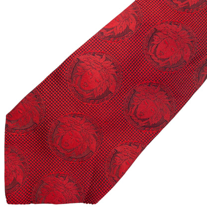 Vintage 90s Gianni Versace Monogram Medusa Silk Tie | O/S, Red