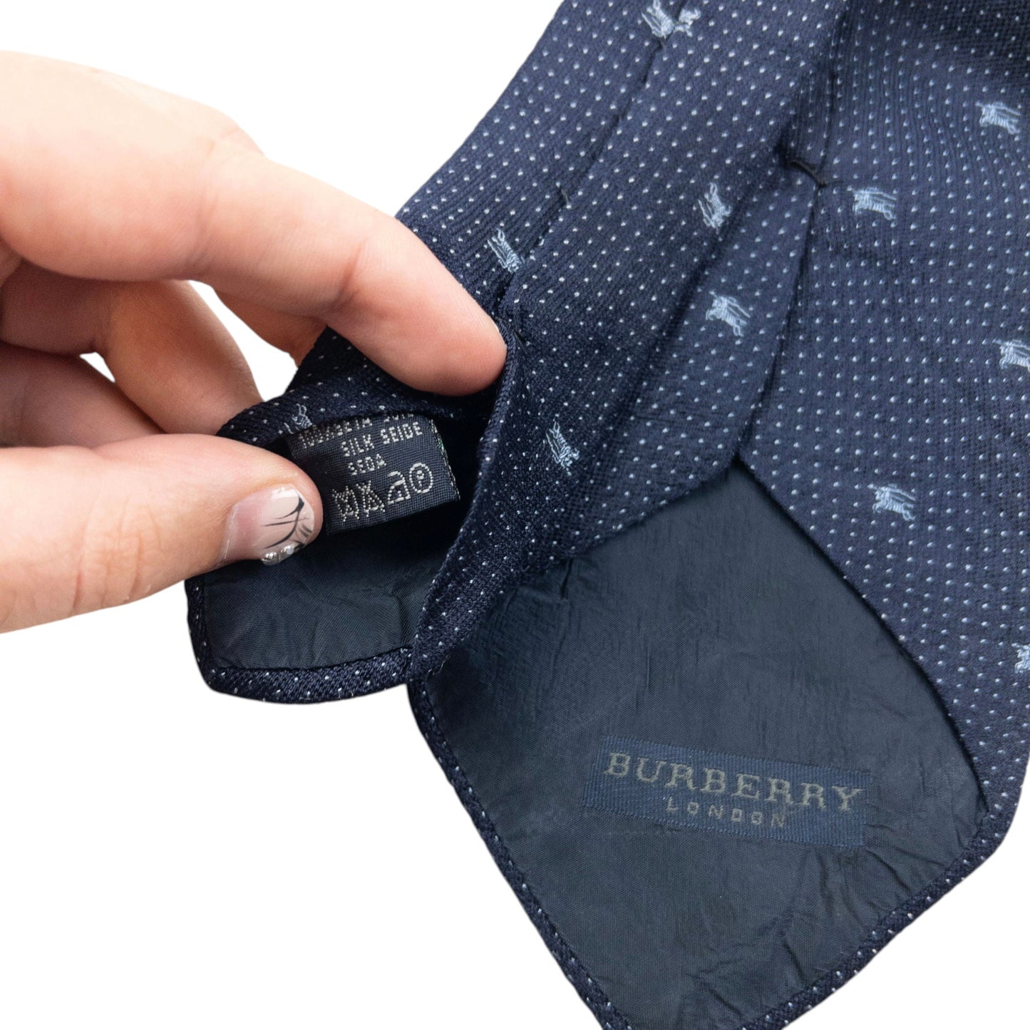 Vintage 2000s Burberry Monogram Silk Tie | O/S, Navy