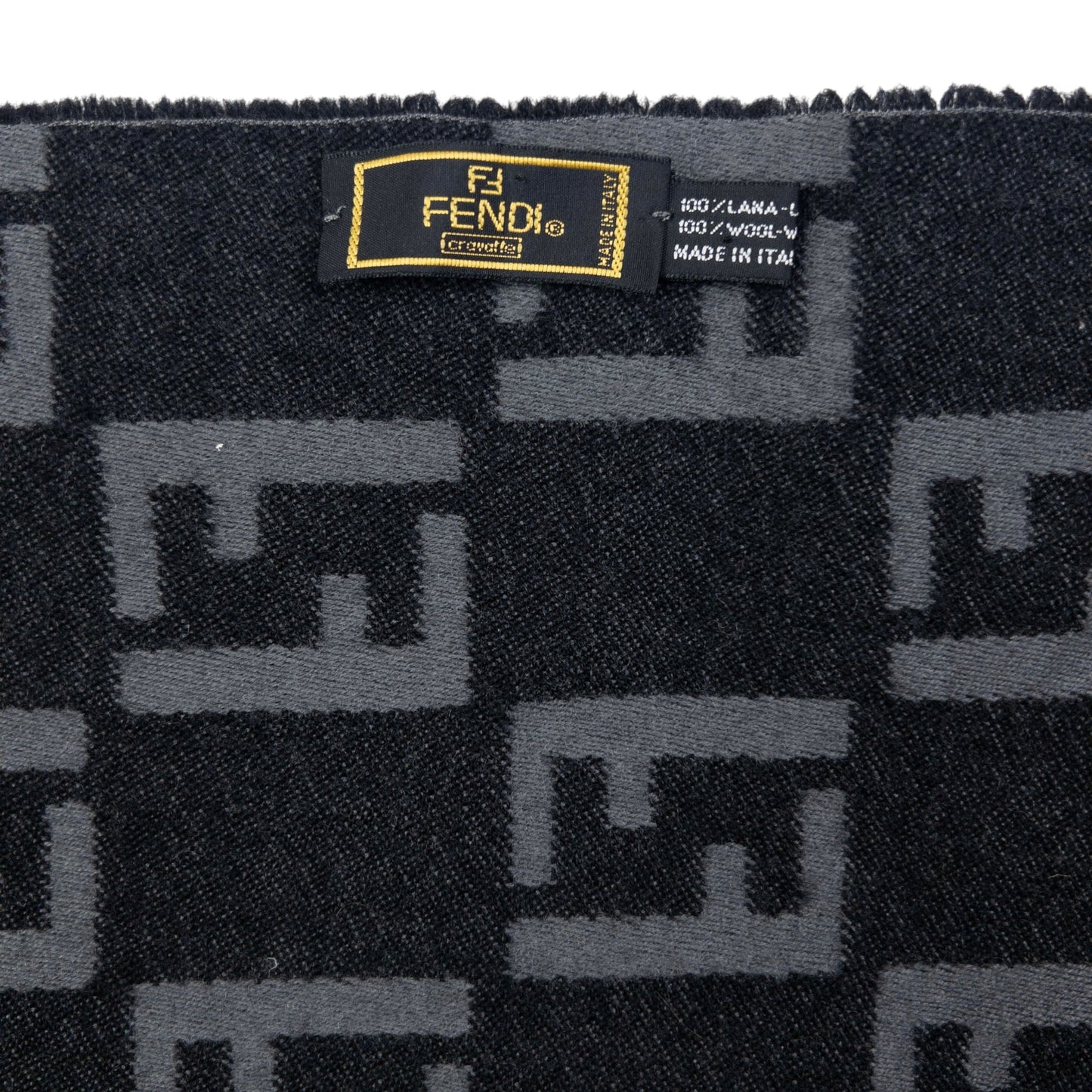 Vintage Fendi Monogram Wool Tassel Scarf