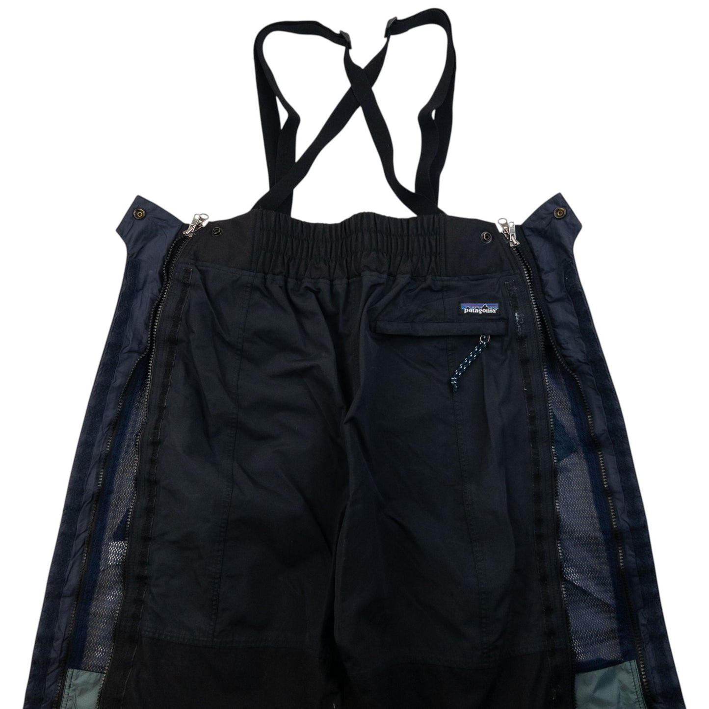 Vintage 2000s Patagonia Full Zip Suspender Snowboarding Trousers Size L | Large, Black