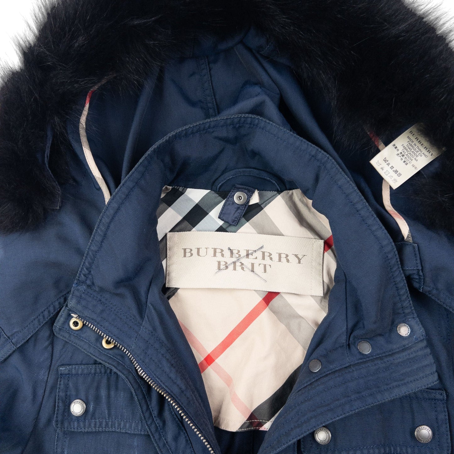 Vintage Burberry Brit Fur Hood Jacket Womens Size M | Medium, Multicoloured