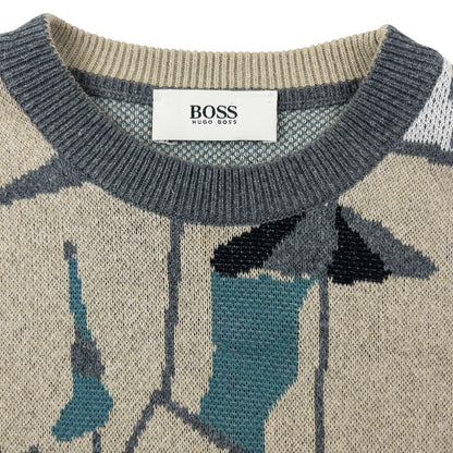 Vintage 80s Hugo Boss Beach Umbrella Pattern Jumper Size L | Large, Mixed