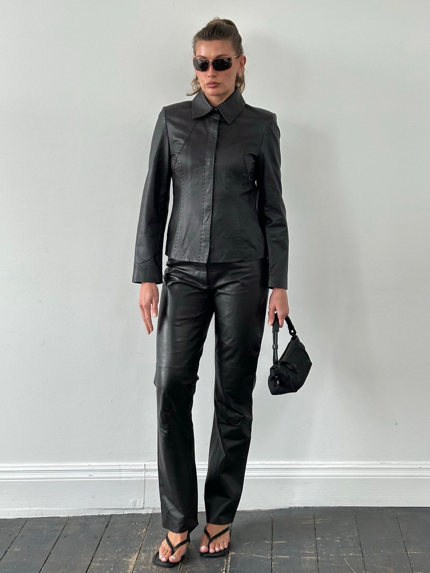 Vintage 1990s Leather Two Piece Set - S/W28