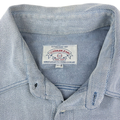 Vintage 90s Armani Jeans Long Sleeve Button Up Shirt Size L | Large, Blue