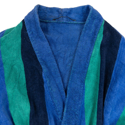 Vintage 90s YSL Yves Saint Laurent Striped Terry Cloth Dressing Gown | O/S, Multicoloured